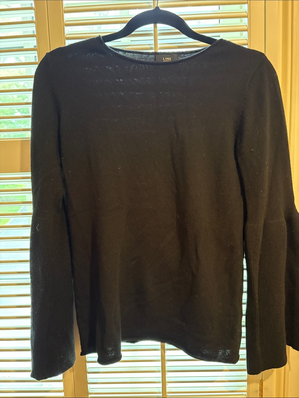 Line Black Women's Crewneck Sweater with bell sleeves